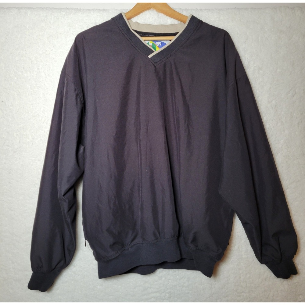 Tee 2 Ski Mens Golf Pullover Mesh Lined Large V Neck Black‎ Jacket Vintage 0050